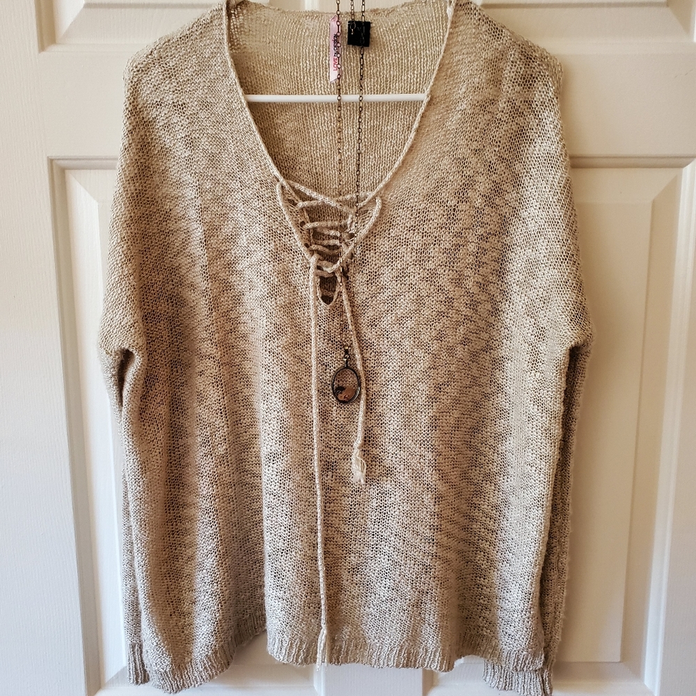 Love By Design Lace Up Sweater